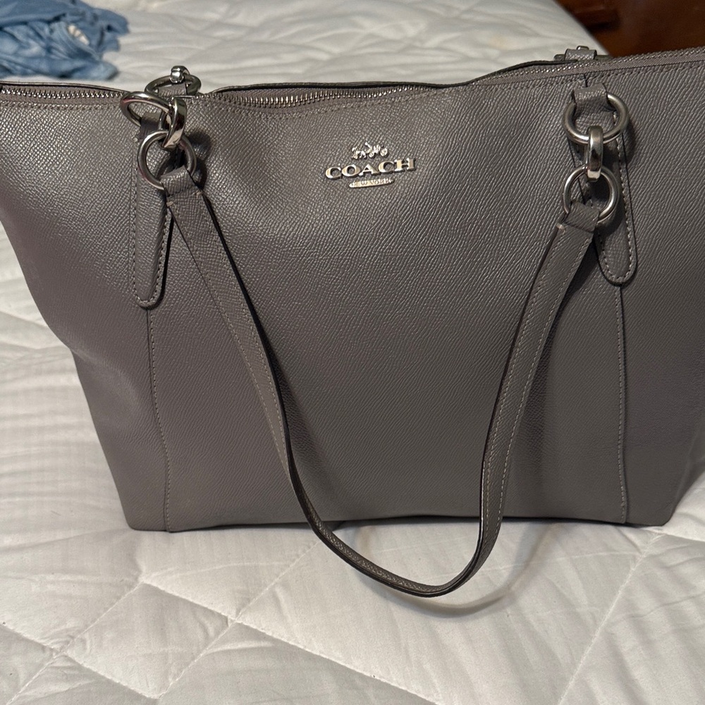 Coach Charcoal Leather Tote Bag